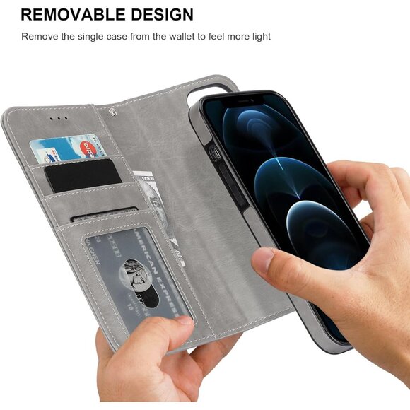 Wallet Case for iPhone 12 Pro Max Wireless Charging RFID Blocking Leather Case - Picture 3 of 8